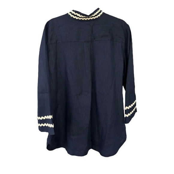 Chico's Women's Linen Rick Rack Trim Tunic Size 16 - from 2023 - Picture 7 of 7